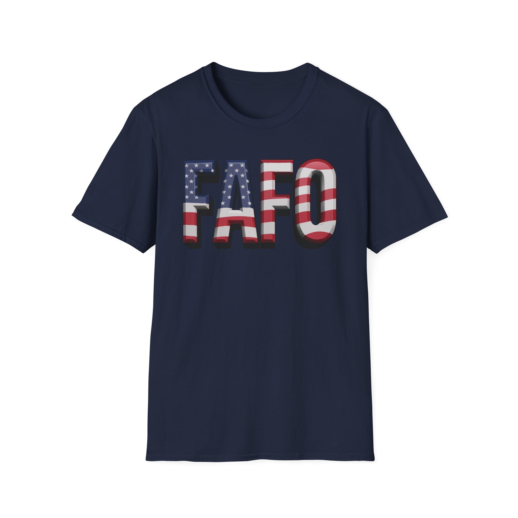 Navy USA flag FAFO shirt in 3D bold font